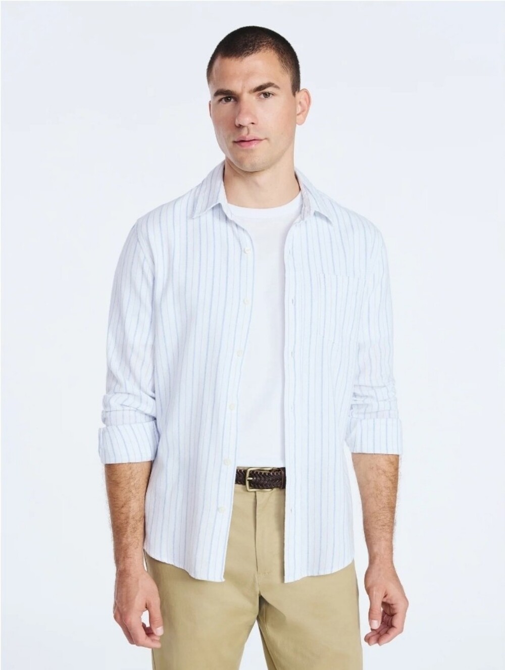 Blue Striped Men's Button-Up Shirt. T18